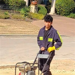 My son working